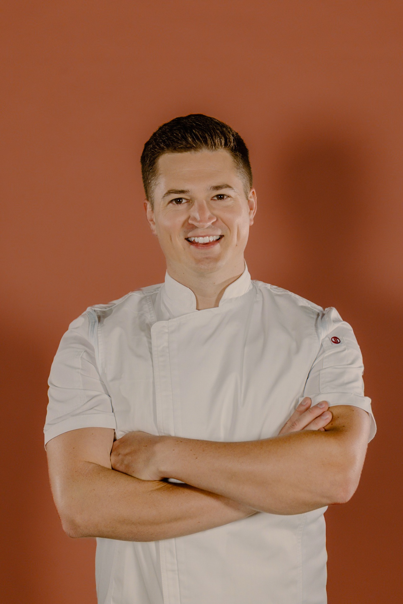 Roger Hollingshead in chef's whites